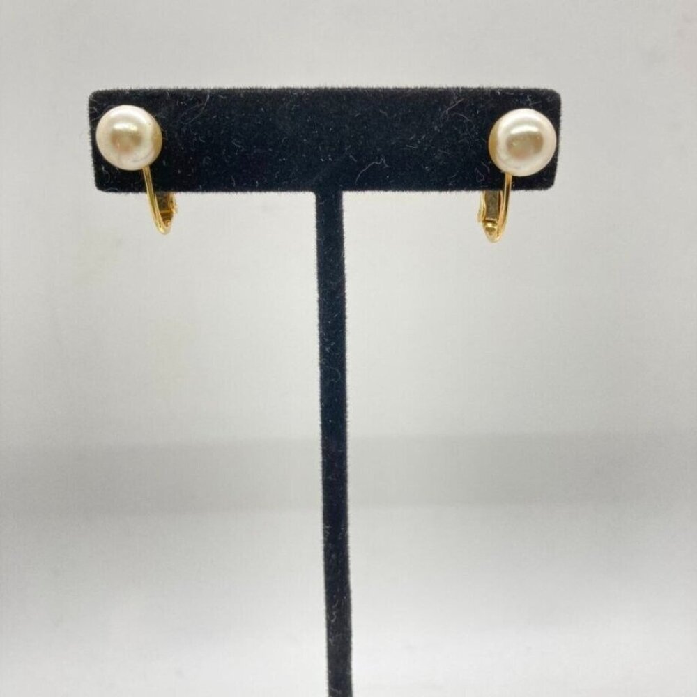 Vintage Carol Dauplaise Earrings Screw Back Hinge Simulated Pearl Gold Tone‎